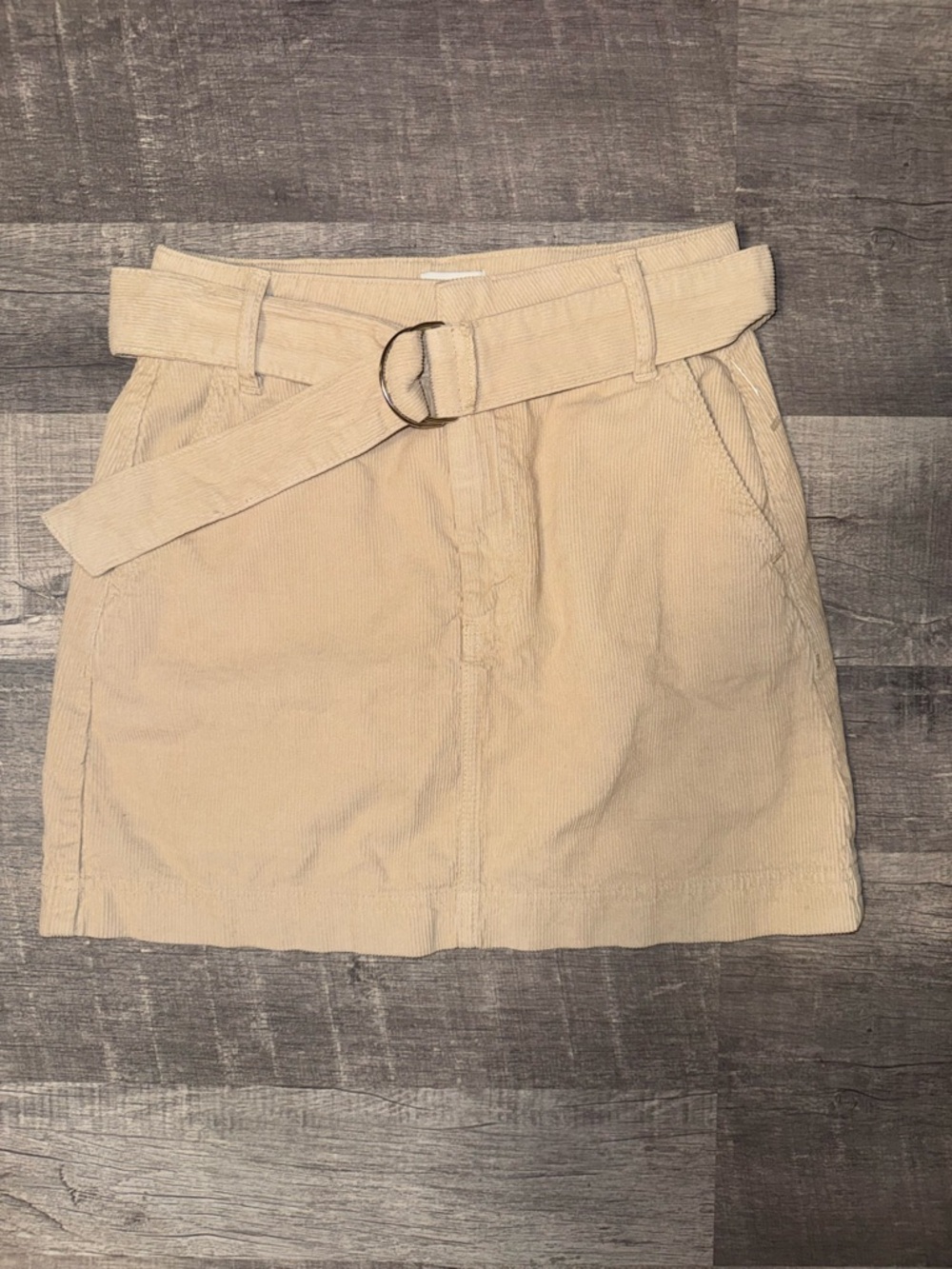 BDG Cream Corduroy Mini Skirt with D-Ring Belt